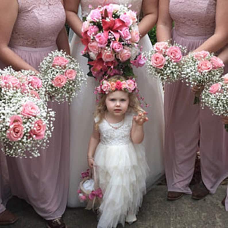 Tulle flower girl dress Lace flower girl dress Ivory flower girl dress Boho flower girl dress Toddler dress First birthday dress Rustic