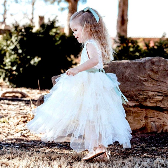 etsy white flower girl dress