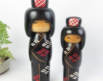 こけし人形、日本の木製人形、ヴィンテージ木製人形、幸せの人形