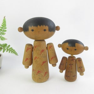 Japanese Vintage Kokeshi Dolls, by Ishihara Hideo, set of 2