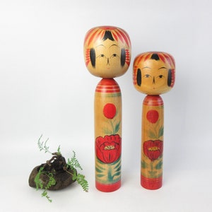 Japanese Vintage Kokeshi Dolls, set of 2, by Abe Yoshimi