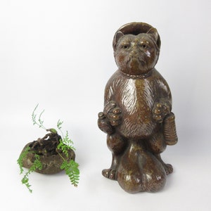Japanese Vintage Tanuki Statue,  Clay doll, ceramic doll