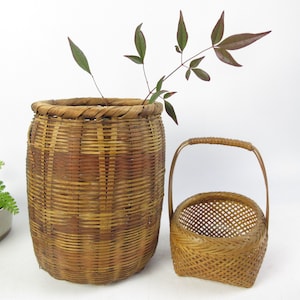 Japanese Vintage Bamboo baskets, set of 2 image 1