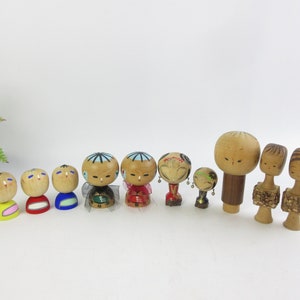 Japanese Vintage Kokeshi Dolls,  set of 10