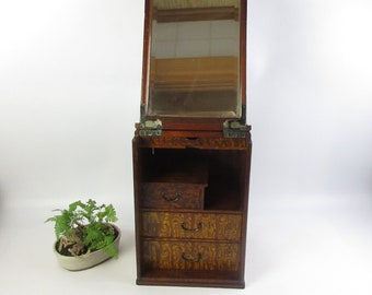 Japanese Vintage Cosmetic Box With Mirror, Make Up Box