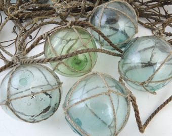 Set of 3, Japanese Vintage Glass Fishing Float, Glass ball, Hokkaido