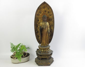 Japanese Antique Wooden Buddha Statue, Amitābha, Amida Nyorai