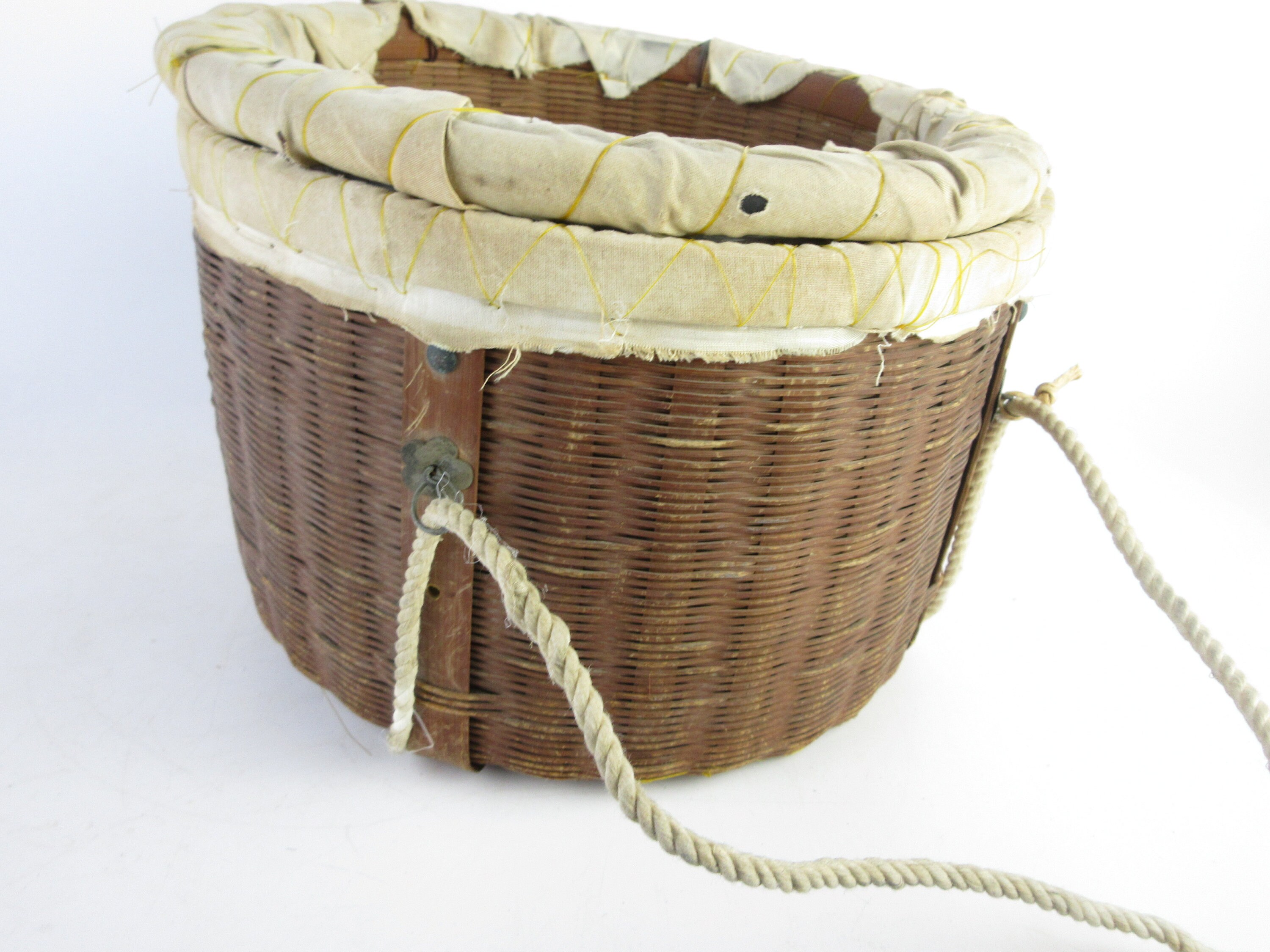 Japanese Vintage Bamboo Basket Fishing Basket Etsy