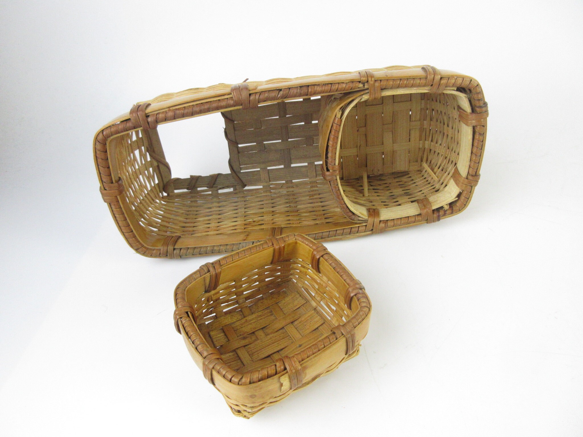 Japanese Vintage Bamboo Basket Fishing Basket Etsy