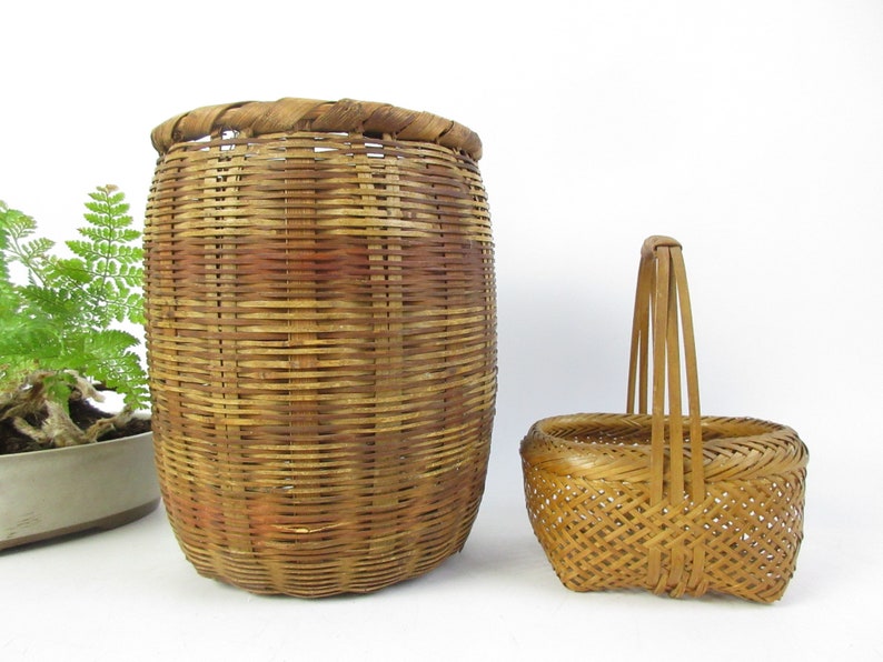 Japanese Vintage Bamboo baskets, set of 2 image 5