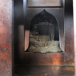 Japanese Antique Wooden Buddhist Altar, With Buddhist deity Fudou Myouo(Acala), From Narita-san, Shinsho-ji temple
