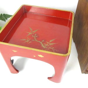 Japanese Antique Lacquered Wooden Stand, Pine, Bamboo and plum