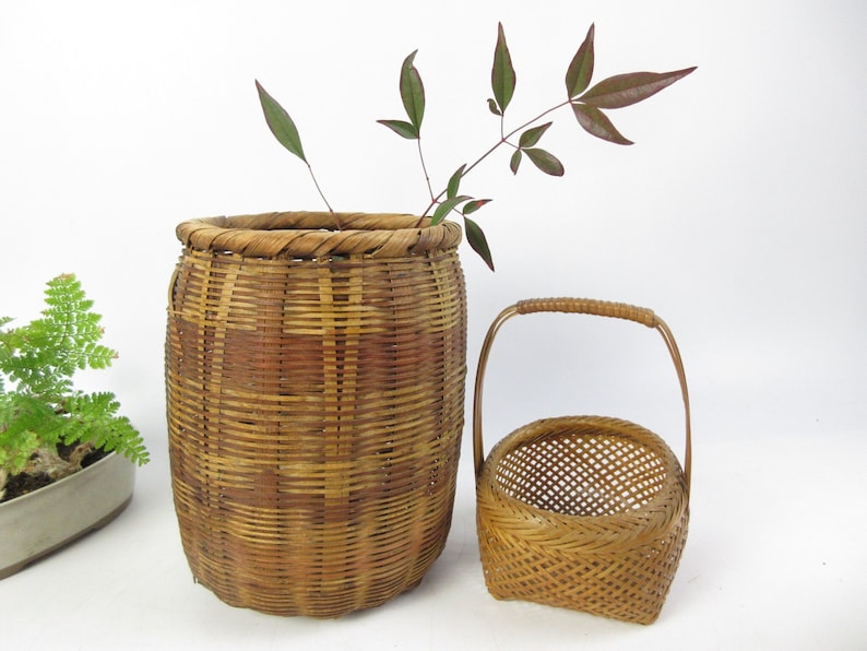 Japanese Vintage Bamboo baskets, set of 2 image 1
