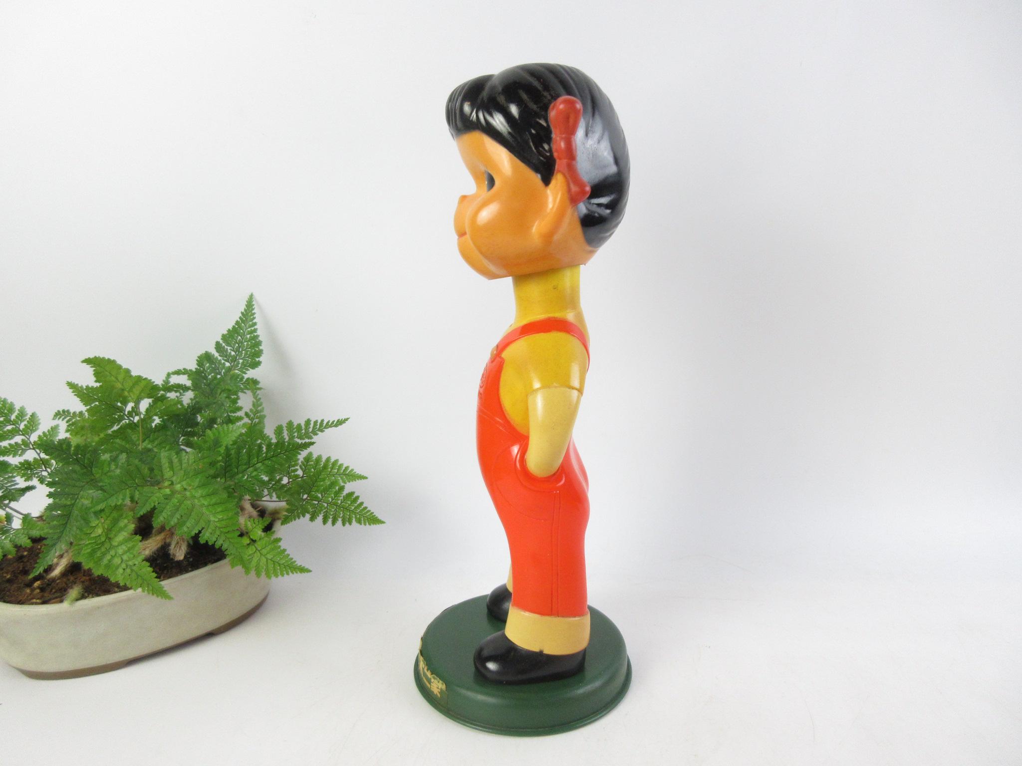 1960年代日本製ヴィンテージ不二家ペコちゃんボブルヘッド人形、レトロ