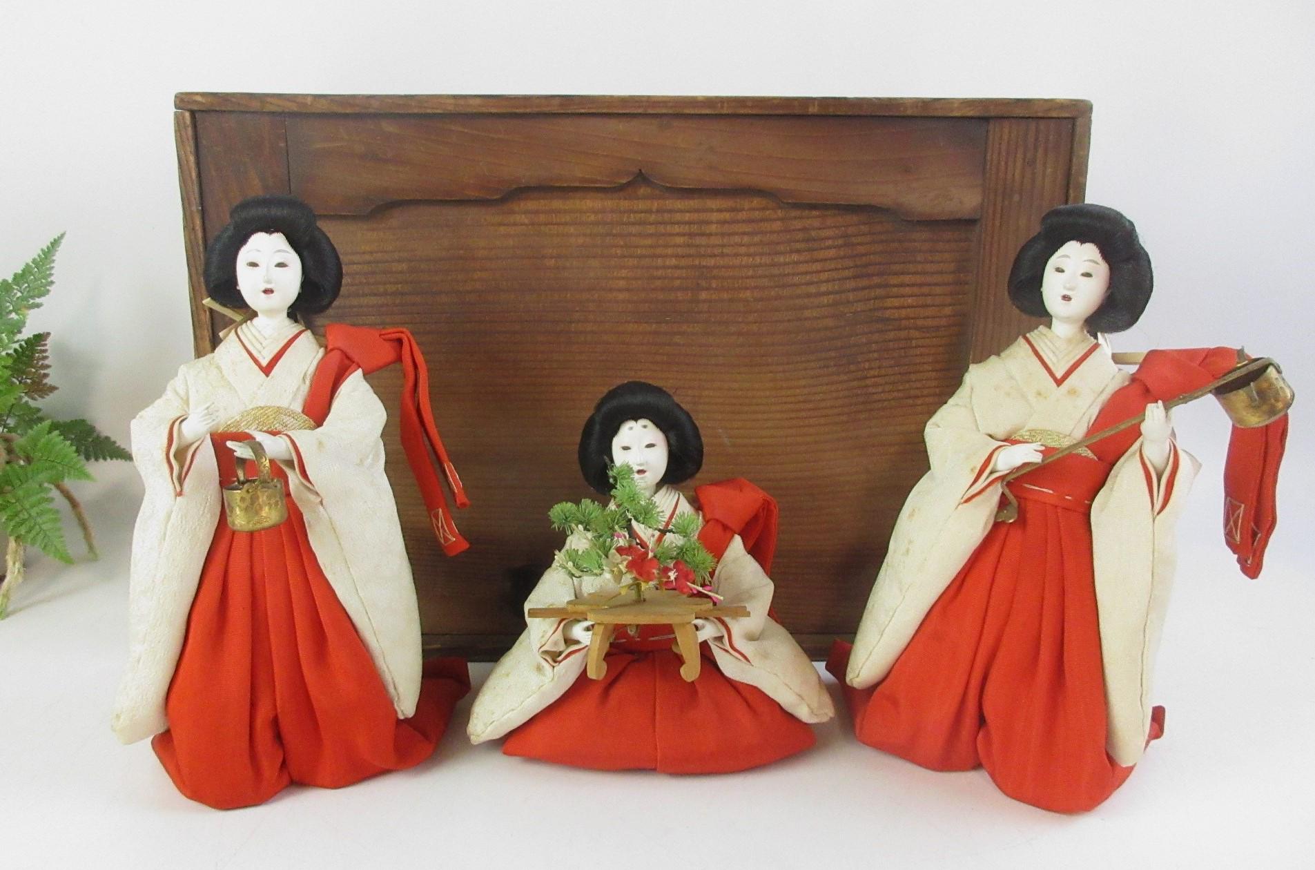 日本のアンティーク雛人形、三人官女 - Etsy 日本