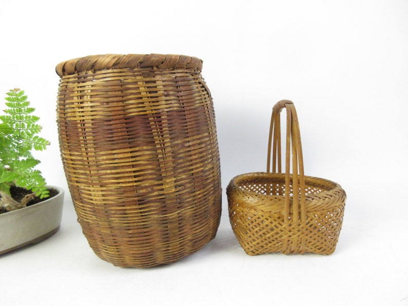 Japanese Vintage Bamboo baskets, set of 2 image 3