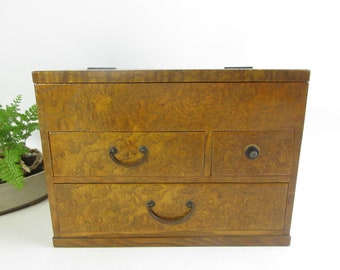Japanse vintage houten naaidoos, kleine lades