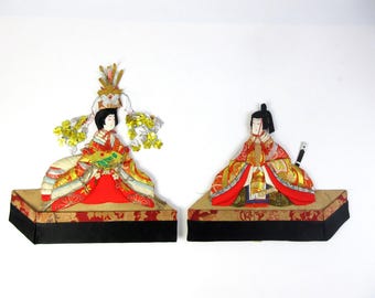 アンティークの応神天皇の雛人形、手作り、展示台付き - Etsy 日本