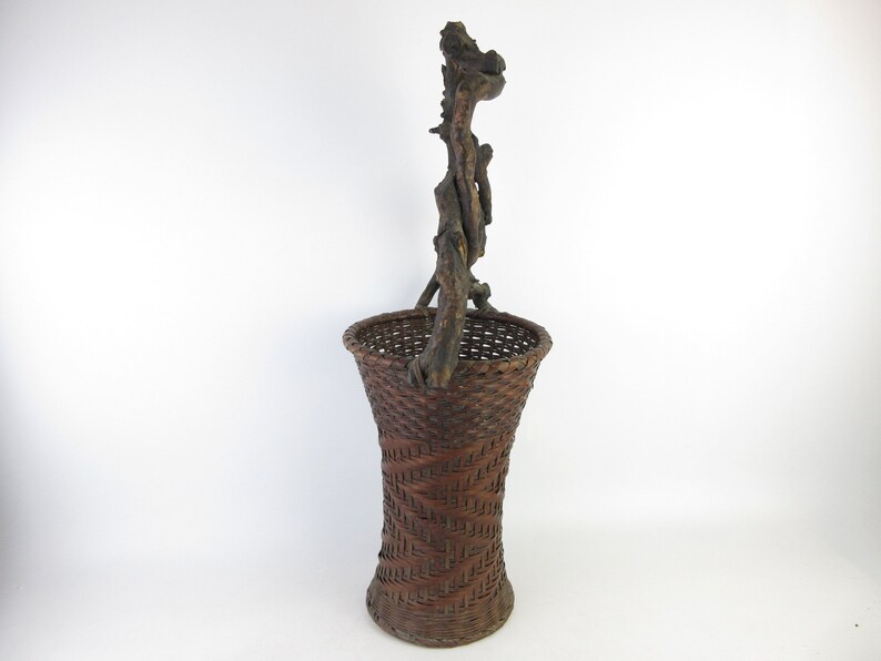 Japanese Vintage Bamboo Basket Flower Vase Etsy