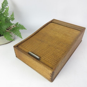Japanese Vintage Wooden Pen Case, Inkwell, With Bellows lid