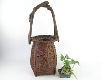 Japanese vintage Bamboo basket, Flower vase