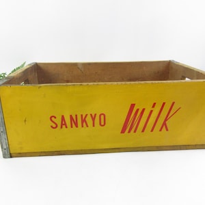 Japanese Vintage Wooden Crate, "Sankyo Milk"