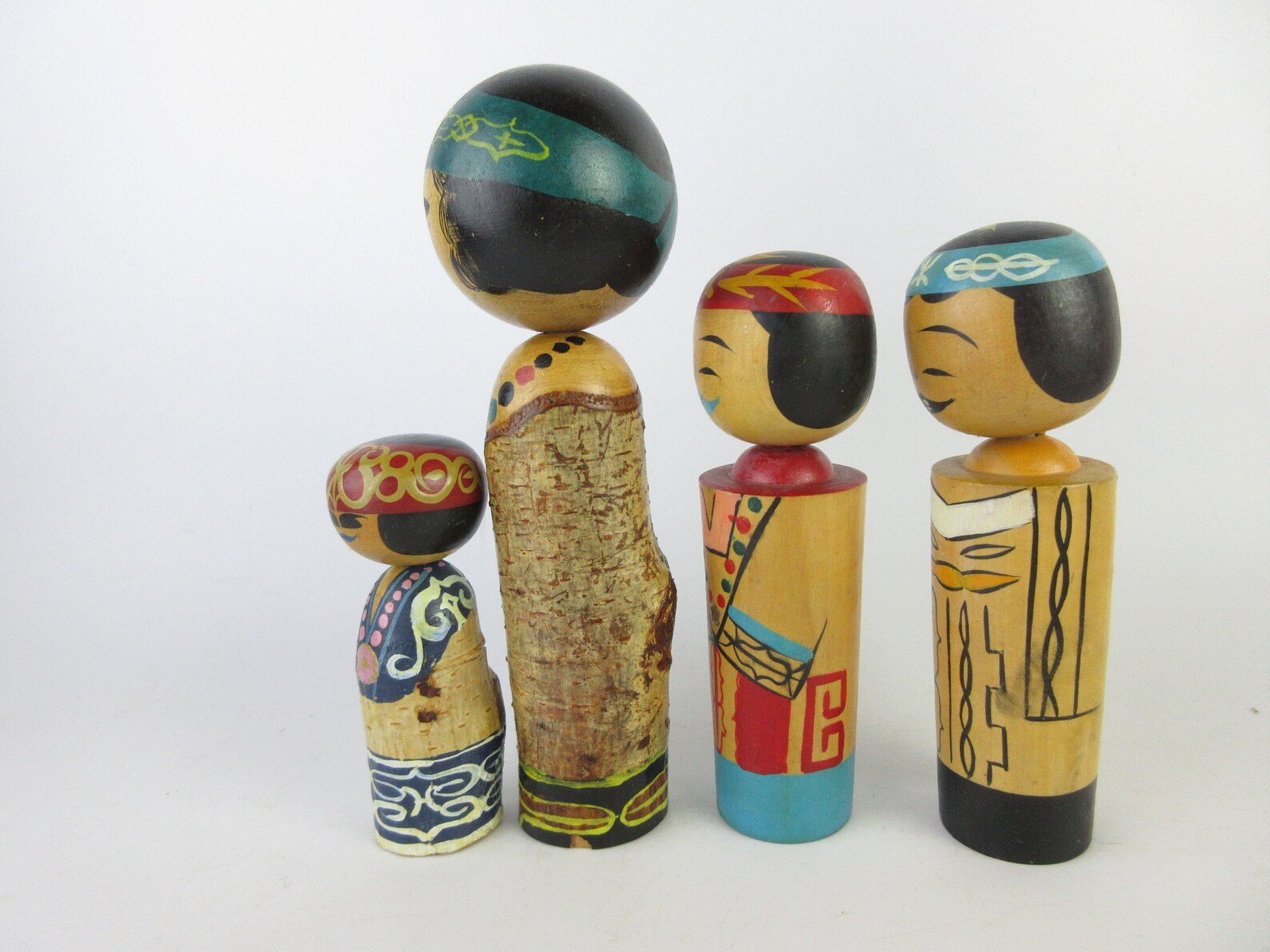Japanese Vintage Kokeshi Dolls set of 4 Ainu Etsy