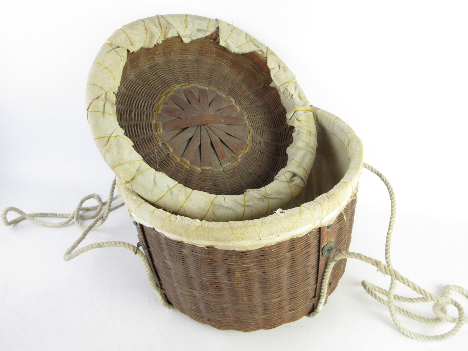Japanese Vintage Bamboo Basket Fishing Basket Etsy