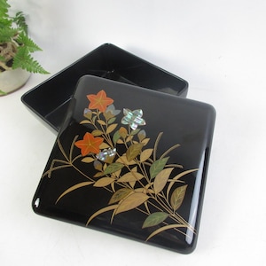 Japanese Vintage Lacquered Box, Bento Box, With Shell Inlay, Accessory Case, Tool Box