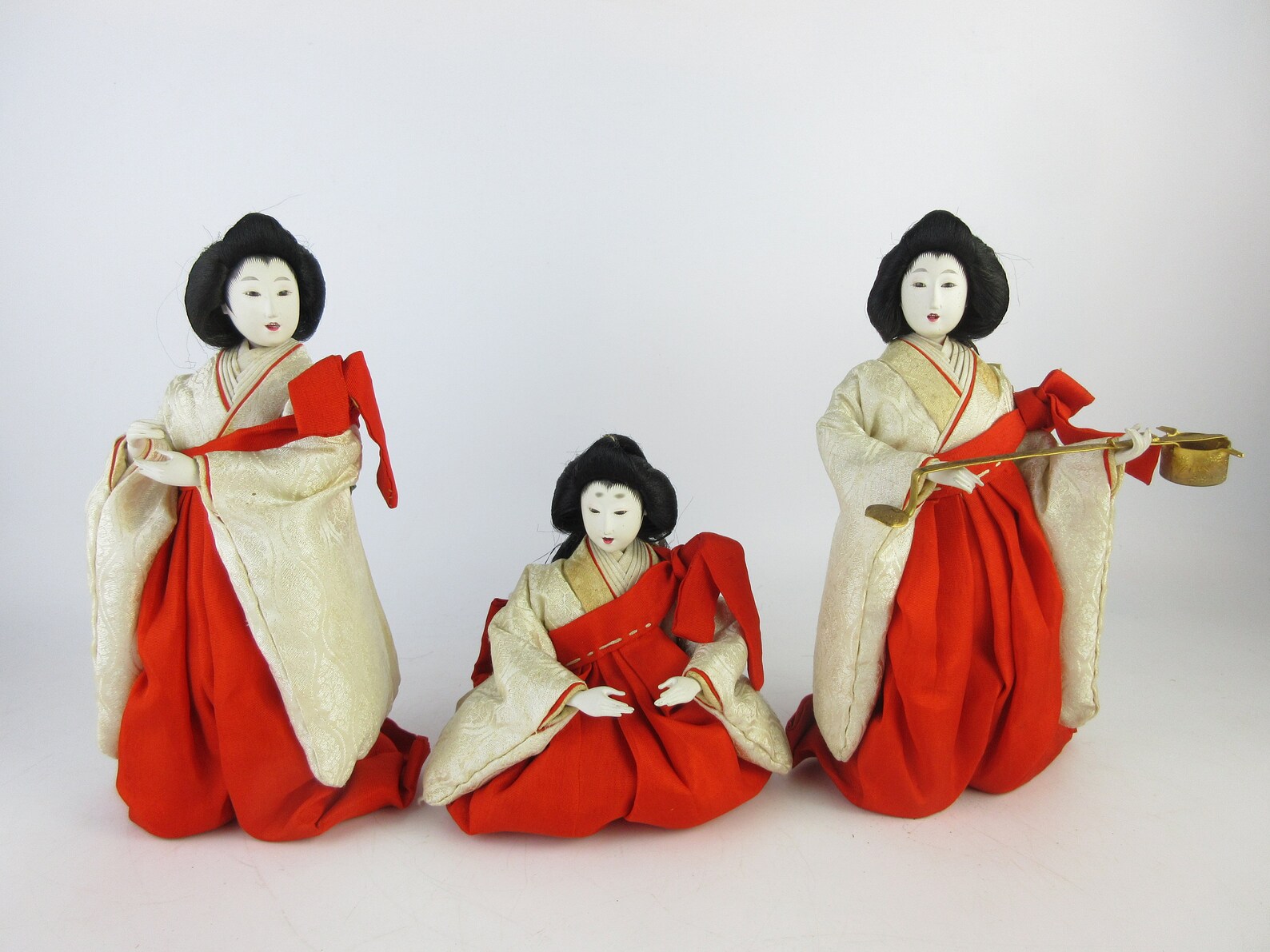 Japanese Antique HINA Dolls Three court ladies Set of 3 Etsy