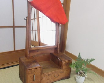 Japanese Antique Mirror With Drawer,  Make Up Box, Accessory Case