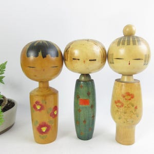 Japanese Vintage Kokeshi Dolls, set of 3