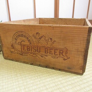 Japanese Antique Wooden Crate, "Yebisu Beer"
