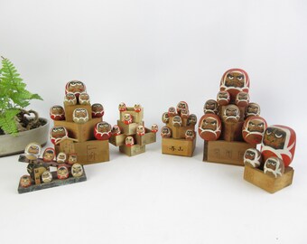 Japanese Vintage Kokeshi Dolls, Daruma, set of6