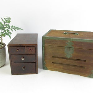 Japanese Antique Wooden Small Drawer And Box