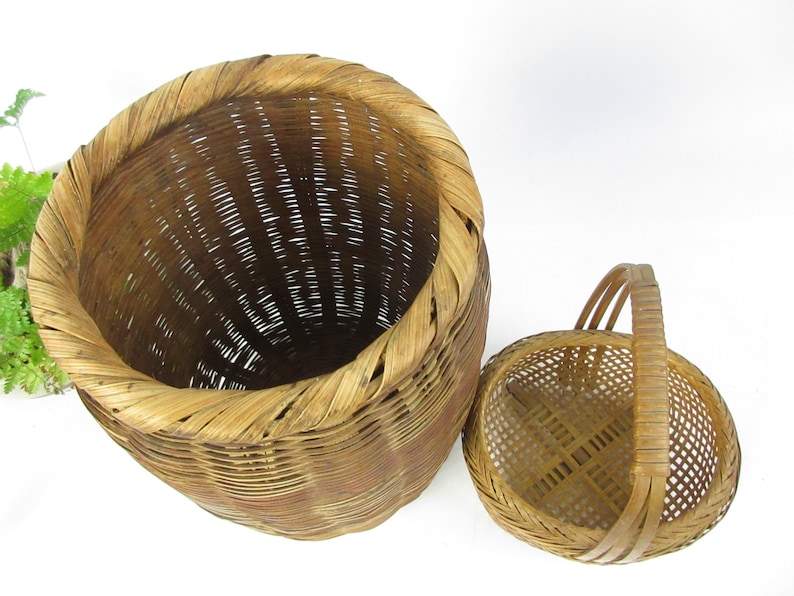 Japanese Vintage Bamboo baskets, set of 2 image 6