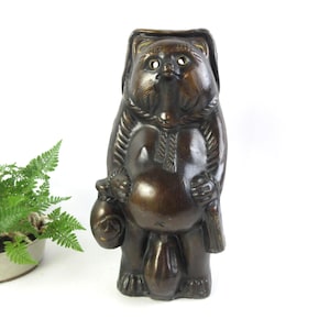 Japanese Vintage Plaster Tanuki Statue