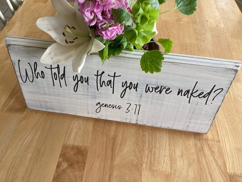 store cheap sales Genesis 3 Bible Quote Bible Sign Who