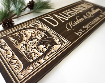 Established Family name sign plaque carved established sign wood name sign anniversary gift wedding gift family Christmas gift