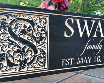 Family established wood sign, carved name sign, wood name sign, anniversary gift, wedding gift, family Christmas gift, Established sign