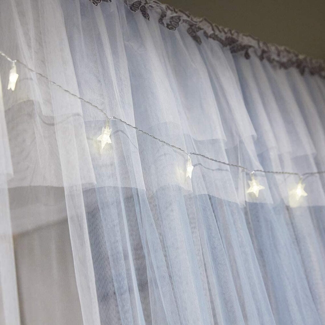 4 Corners Post Canopy Bed Curtains for Adults Grey & White Etsy