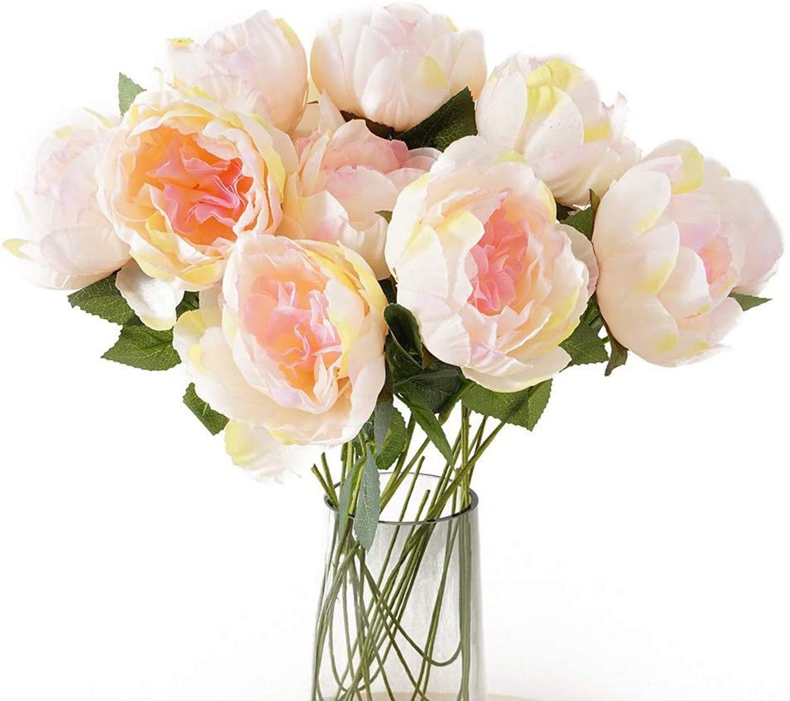 Artificial Peony Silk Flowers 10pcs Realistic Long Stems Fake Etsy