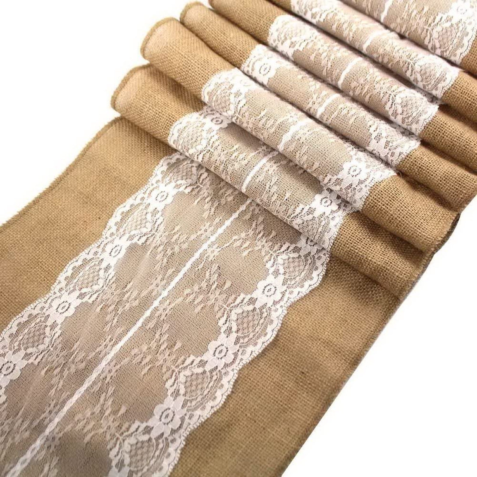 Rustic Burlap Lace Hessian Table Runner Jute Country Outdoor Etsy