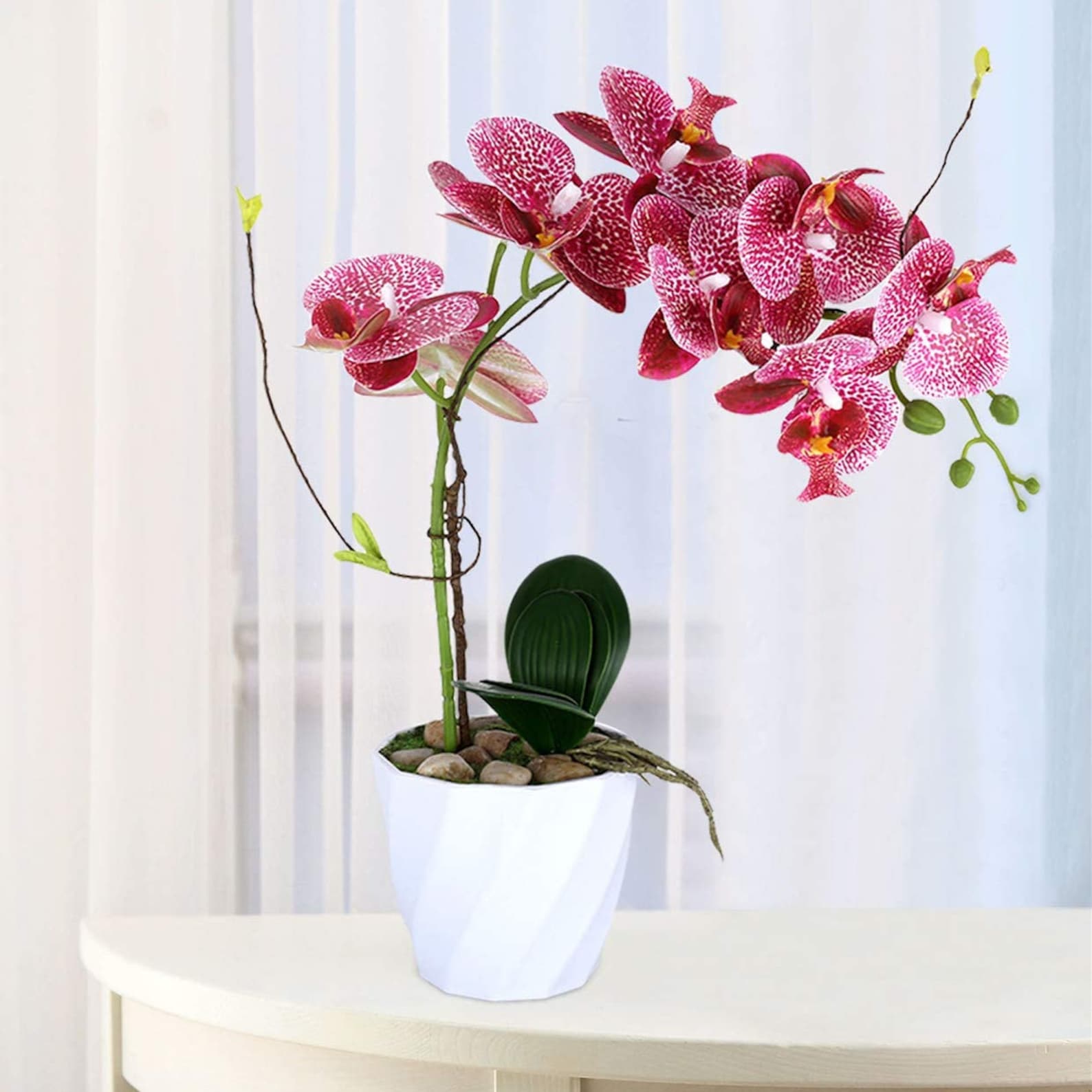 LIVILAN Faux Orchid Flowers Large Fake White Orchid Artificial Etsy