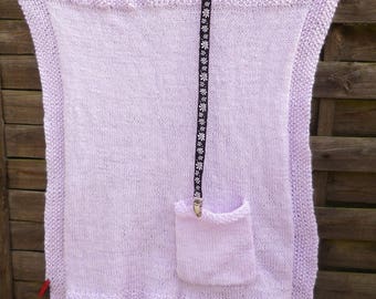 Petite couverture de voyage violette / mauve pastel en tricot pour bébé