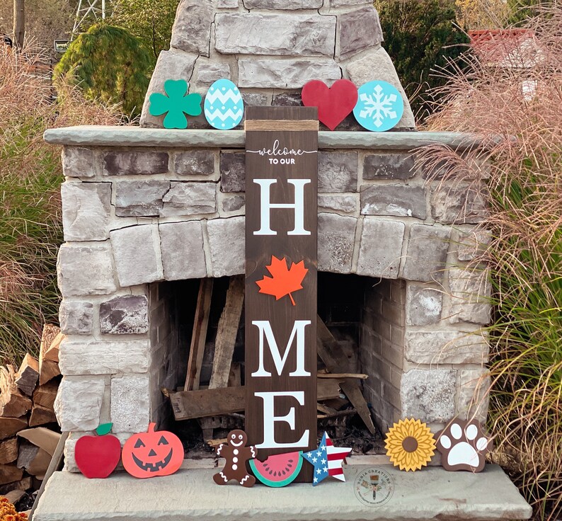 Welcome to Our Home Wood Sign With Interchangeable O Wood - Etsy