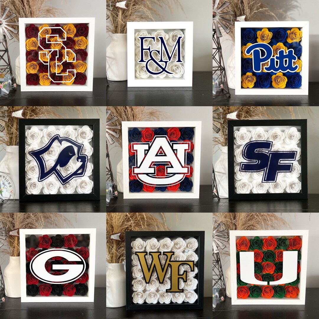 Commitment Box Flower Shadow Box - College Logo - Graduation Gifts - College ...