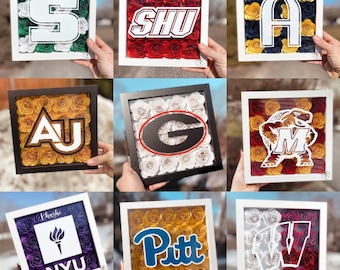Flower Shadow Box - College Logo - Graduation Gifts - College Acceptance, High School Graduation, Decision Day Gift - College Commitment
