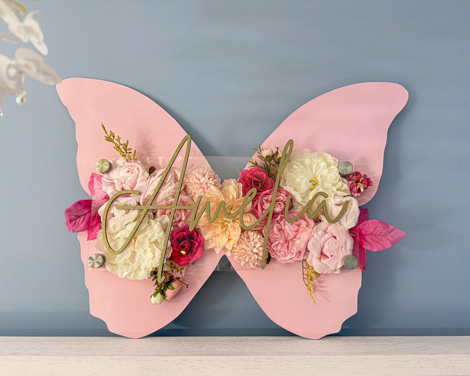 Butterfly Floral Nursery Name Sign: Acrylic Kids Room Decor - Etsy