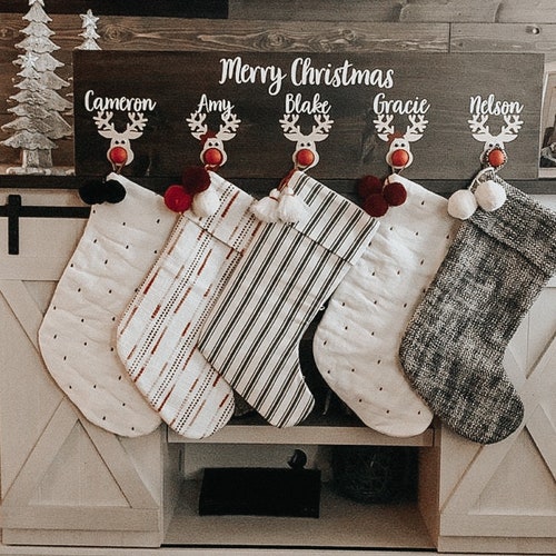 Personalized Christmas Stocking Holder / Merry Christmas Etsy